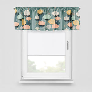 Green Modern Floral Window Curtains