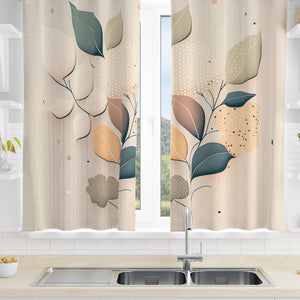 Beige Modern Floral Window Curtains