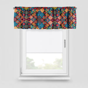 Colorful Boho Quilt Pattern Window Curtains