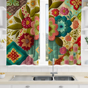 Floral Patchwork Pattern Window Curtains Custom Size Available