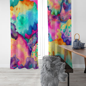 Colorful Watercolor Abstract Window Curtains Custom Size Available