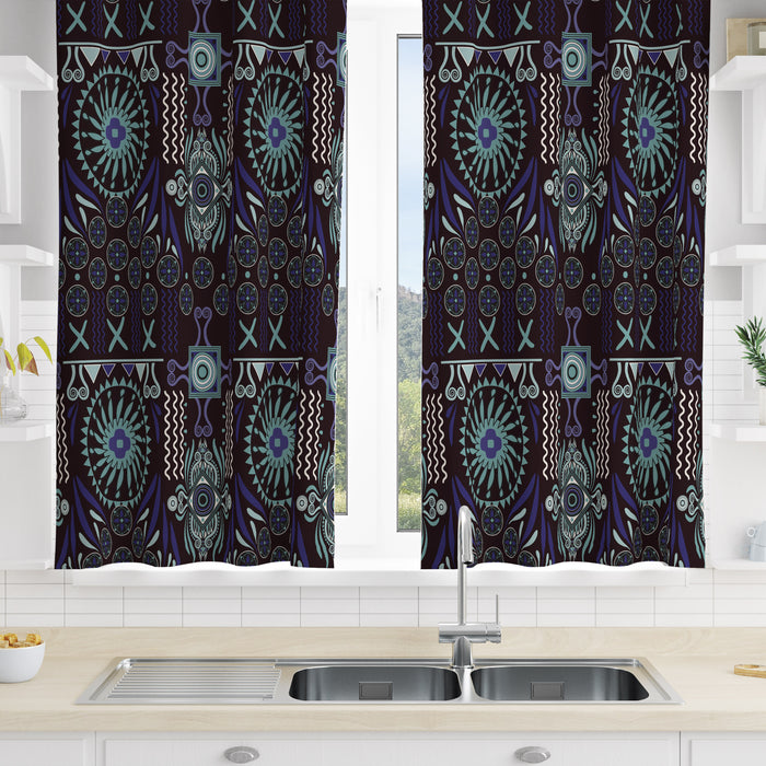 Purple and Teal Boho Pattern Window Curtains Custom Size Available
