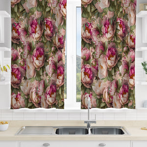 Pink Peony Floral Window Curtains Custom Size Available