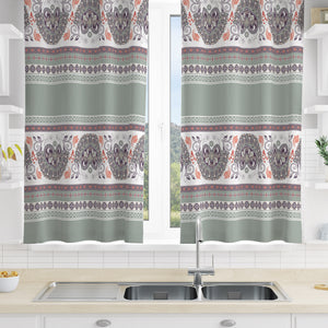 Sage and White Boho Window Curtains Custom Size Available
