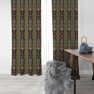Sage and Brown Boho Window Curtains Custom Size Available