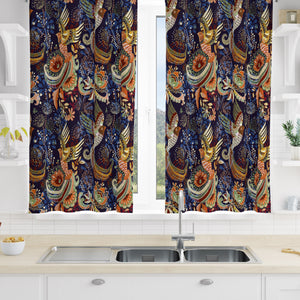 Paisley Floral With Birds Window Curtains Custom Size Available