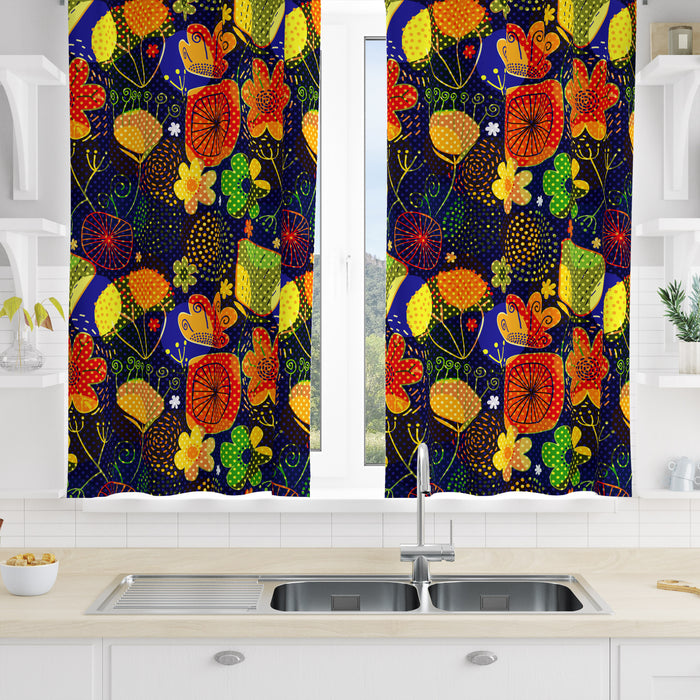 Kitsch Floral Window Curtains Custom Size Available