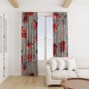 Graysky Poppy Floral Window Curtains