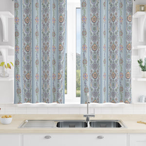 Pale Blue Boho Pattern Window Curtains Custom Size Available