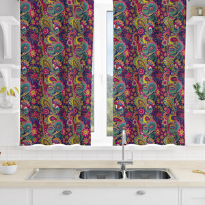 Pink Paisley Floral Pattern Window Curtains Custom Size Available