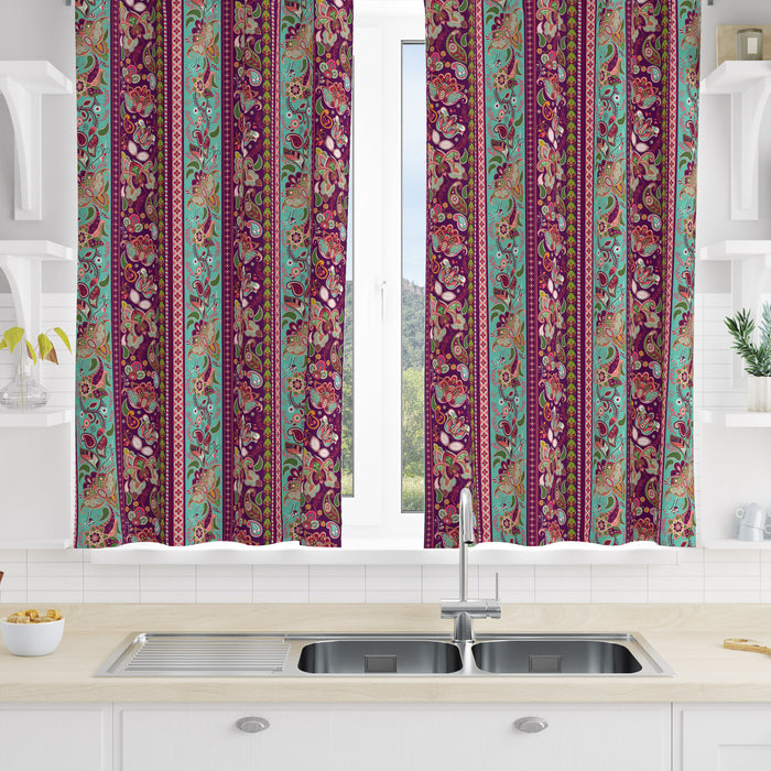 Boho Floral Pattern Window Curtains Custom Size Available