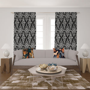 Black and White Boho Window Curtains Custom Size Available