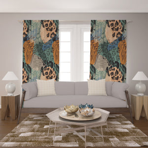 Earth Tones Modern Abstract Window Curtains Custom Size Available