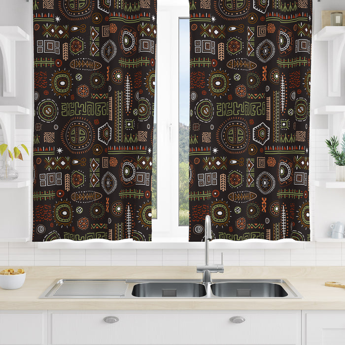 Brown Southwest Pattern Window Curtains Custom Size Available