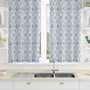 Light Blue Window Curtains Boho Pattern Custom Sizes Available