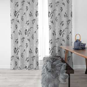  Gray Floral Pattern Window Curtains Custom Sizes Available