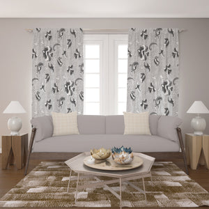  Gray Floral Pattern Window Curtains Custom Sizes Available