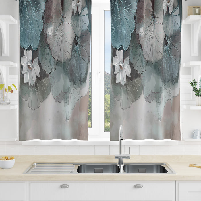 Sage Green Floral Elegant Window Curtains Custom Sizes Available
