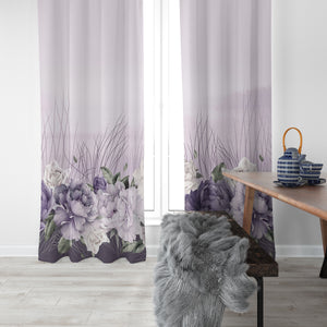 Lavender Purple Floral Window Curtains Custom Sizes Available