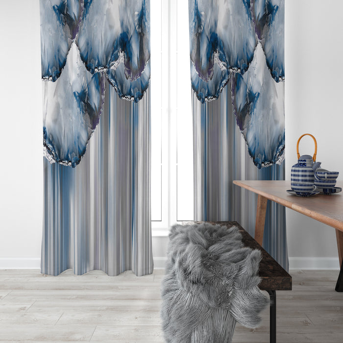 Elegant Icy Blue Window Curtains Custom Sizes Available