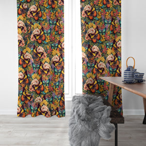 Butterfly Floral Window Curtains Custom Sizes Available