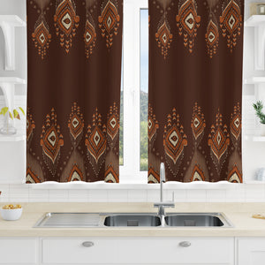 Brown Boho Ikat Window Curtains Custom Sizes Available