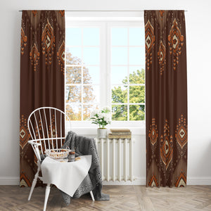Brown Boho Ikat Window Curtains Custom Sizes Available