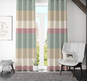 Farmhouse Window Curtains Houndstooth Pattern