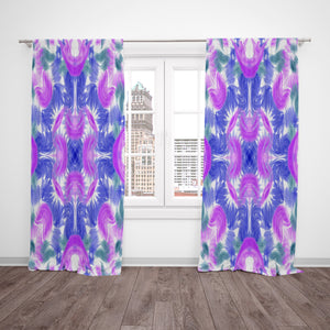 Boho Window Curtains Lavender and Pink Faux Tie Dye