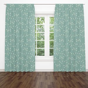 Retro Atomic Mid Century Design Blackout Curtains 100" x 84" Green Window Treatments