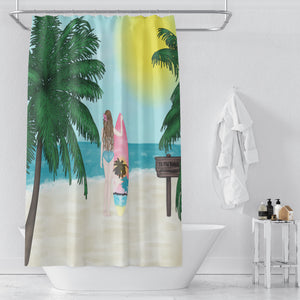 Beach Theme Shower Curtain Surfer Girl