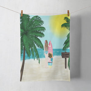Beach Theme Shower Curtain Surfer Girl
