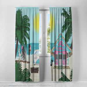 Tropical Beach Blackout Curtains 100" x 84" Mural Window Treatments