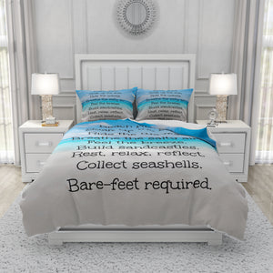 Beach Rules Bedding Set Comforter or Duvet Cover, Twin, Full, Queen, King,