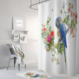 Elegant Tropical Bird Floral Shower Curtain Bathroom Decor