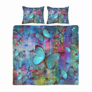 Blue Butterfly Dragonfly Bedding