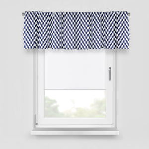 Classic Navy and White Window Treatments, Custom Window Curtains, Window Valance