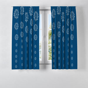 Classic Blue Mod Window Treatments, Custom Window Curtains, Window Valance