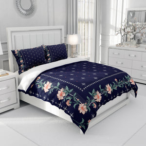 Navy Blue Floral Bedding