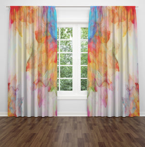 Watercolor Summer Breeze Sheer and Blackout Window Curtains