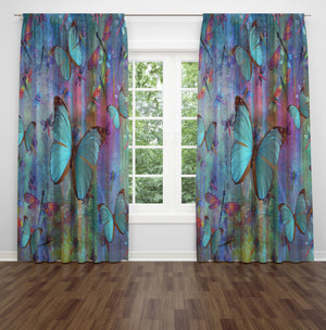Blue Butterfly and Dragonfly Curtains