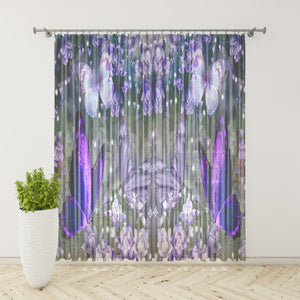 Purple Butterfly Window Curtains