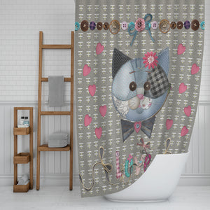 Country Cat Shower Curtain , Patches