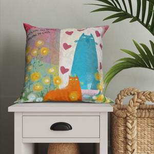 Whimsical Cat Throw Pillow