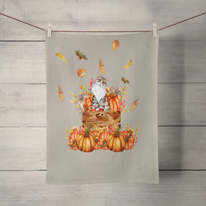 Autumn Cat with Pumpkins Shower Curtain
