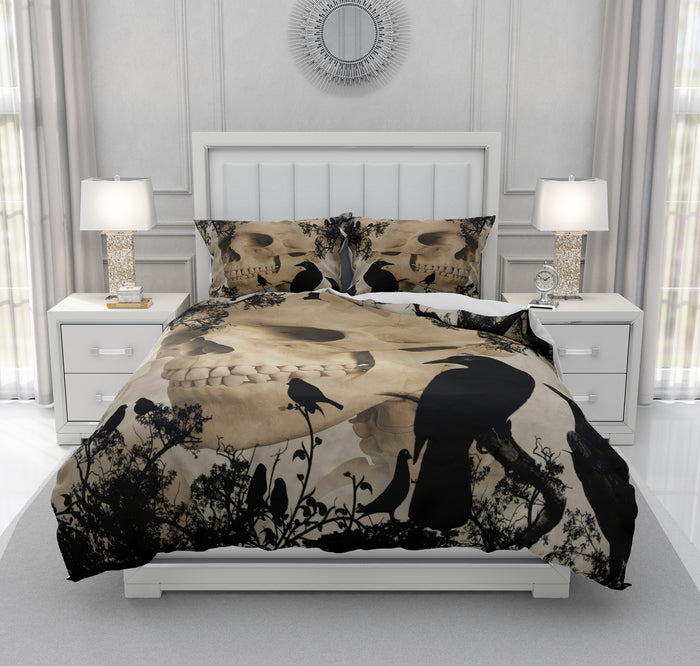 Gothic Crow and Skull Bedding