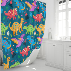 Childrens Colorful Dinosaur Shower Curtain Bathroom Decor