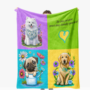 Colorful Puppies Sherpa Fleece Blanket For you or Your Dog