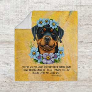 Rottweiler Puppy Sherpa Fleece Blanket For you or Your Dog