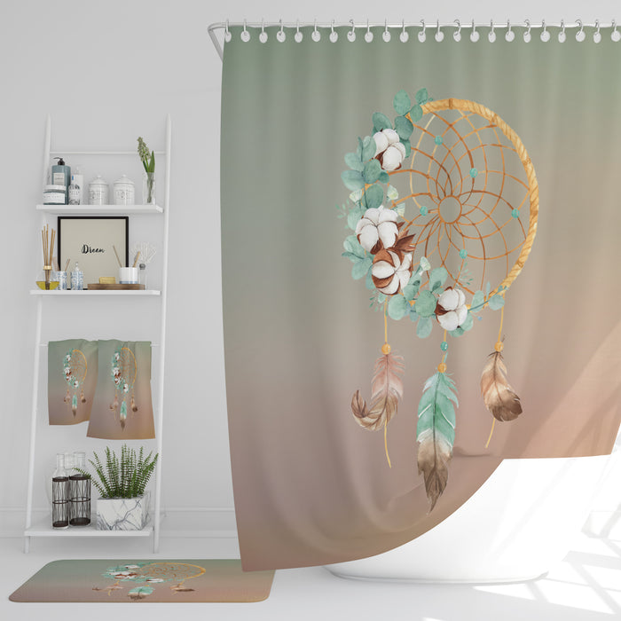 Gradient Dream Catcher Shower Curtain Optional Towels and Bath Mat